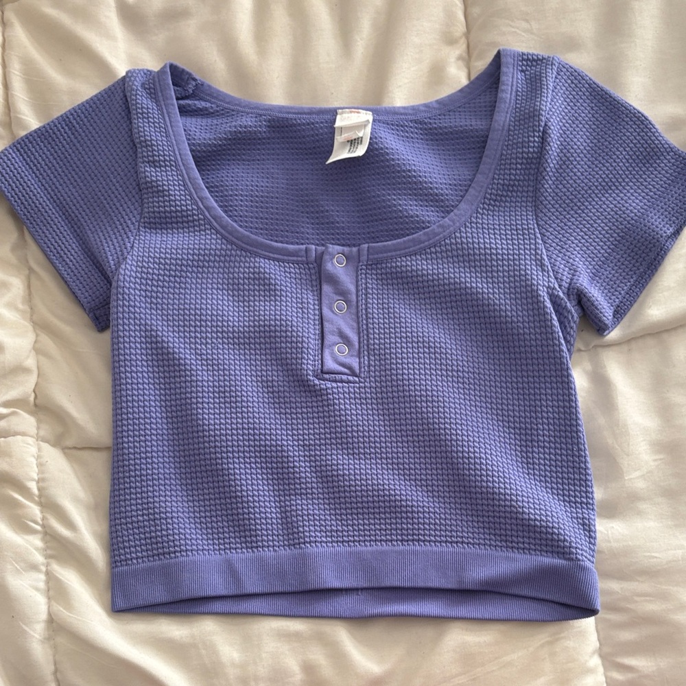 Purple Waffle Knit Crop Top
